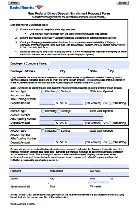 5+ Bank of America Direct Deposit Form Free Download!!