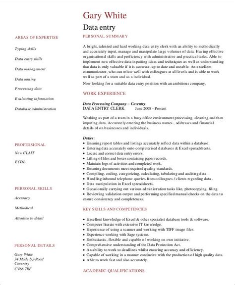 5+ Data Entry Resume Templates PDF, DOC