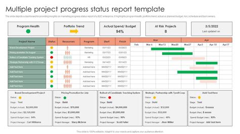5+ Multiple Project Status Report Template Progress Report Throughout