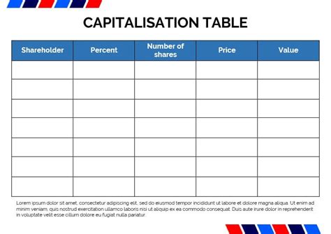 5+ Printable Capitalization Table Template room