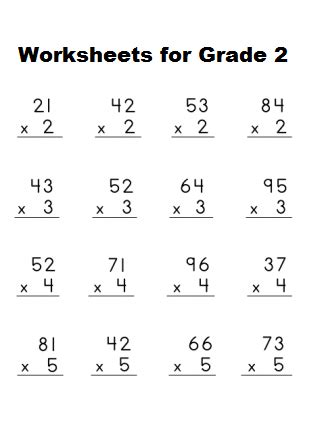 5+ Printable Multiplication Worksheets For Grade 2 in PDF