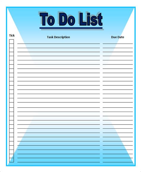 5+ Printable to Do List Template SampleTemplatess SampleTemplatess