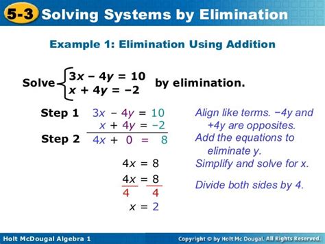 5 3 Solving Systems Of Linear Equations By Elimination