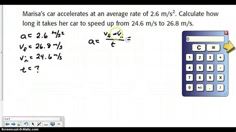 5 6 13 Calculating Uniform Acceleration Save My Calculating Acceleration Worksheet - Calculating Acceleration Worksheet
