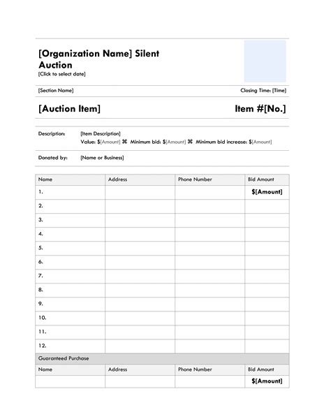 5 Auction Bid Sheets Templates formats, Examples in Word Excel