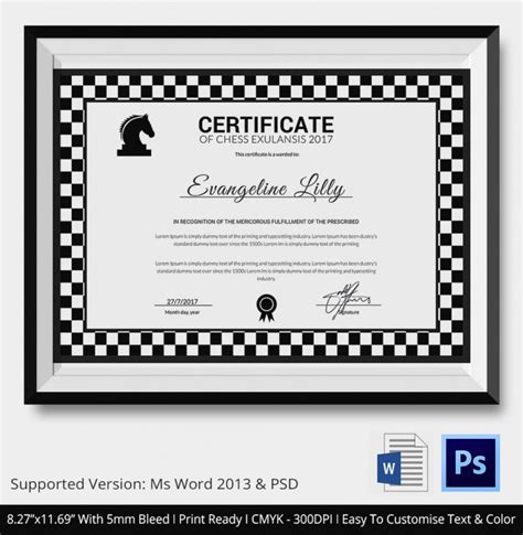 5 Chess Certificates PSD & Word Designs Design Trends Premium PSD, Vector Downloads