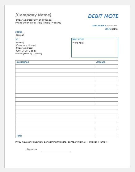 5 Debit Note Formats For Ms Word Word Excel Templates