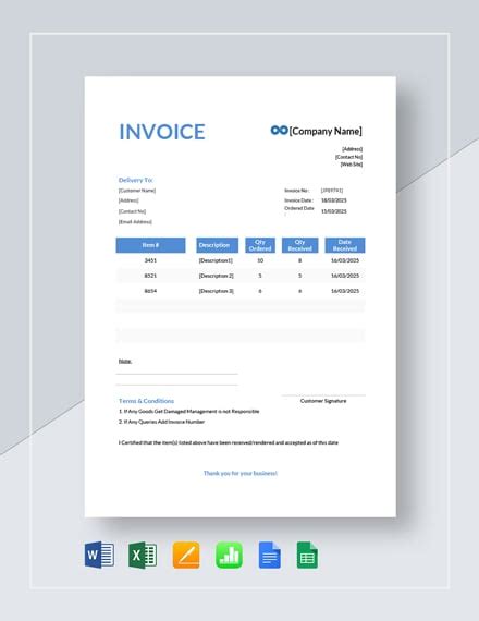 5 Delivery Invoice Templates Free Samples Examples Format Download Free Premium Templates