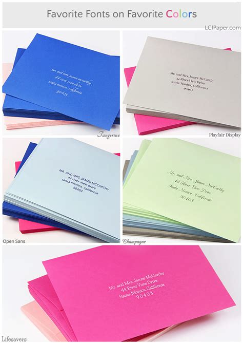 5 Favorite Envelope Addressing Fonts on 5 Favorite Colors Envelope