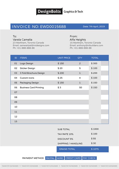 5 Free Business Invoice Design Template Samples in Ai Format Designbolts