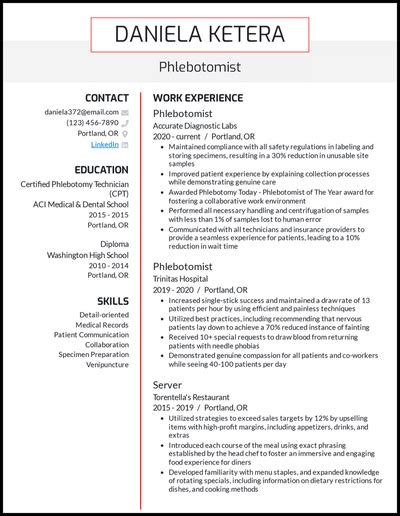 5 Phlebotomist Resume Examples That Work in 2022