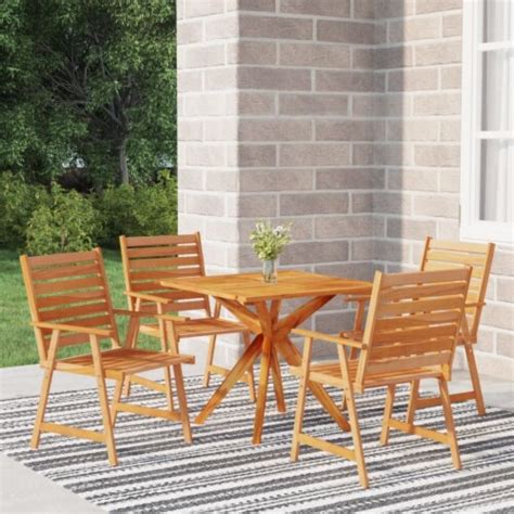 5 Piece Patio Dining Set Solid Wood Acacia 8720286703045 eBay