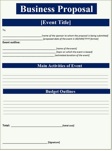 5 Proposal Form Templates formats, Examples in Word Excel