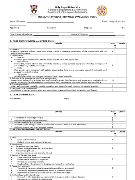 5 Research Proposal Evaluation Form Learning Cognition Free 30