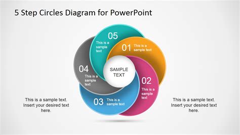 5 Step Circles Diagram for PowerPoint SlideModel