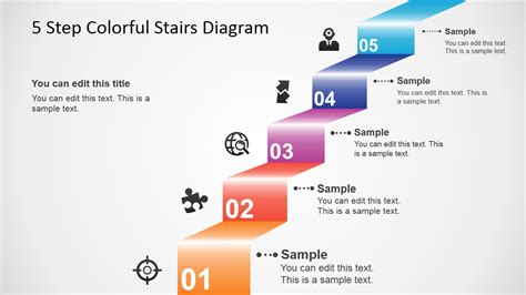5 Step Colorful Stairs Diagram For Powerpoint Slidemodel Gambaran