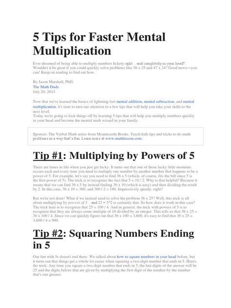 5 Tips for Faster Mental Multiplication - Scientific American - wintechmobiles.com
