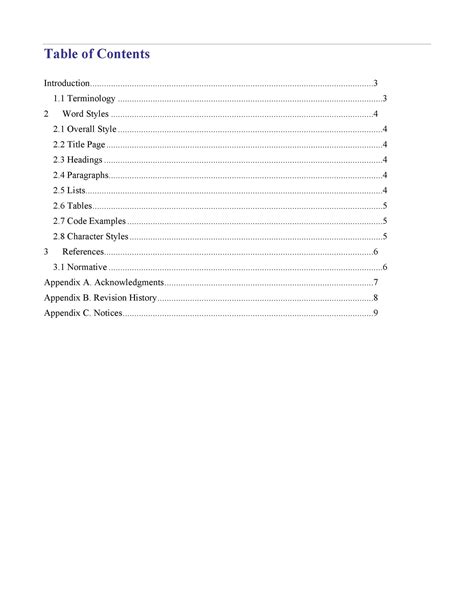 5 Table Of Contents Template formats, Examples in Word Excel