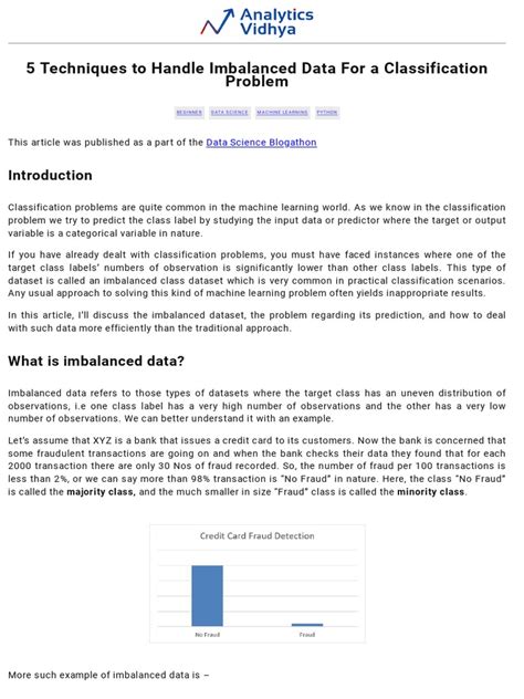 5 Techniques to Handle Imbalanced Data For a Classification Problem