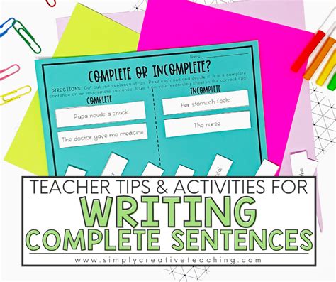 5 Activities To Make Writing Complete Sentences A Complete Sentences For Kids - Complete Sentences For Kids