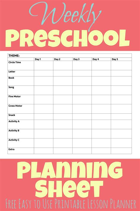 5 Awesome Preschool Planning Pages The Organized Mom Preschool Planning Sheets - Preschool Planning Sheets