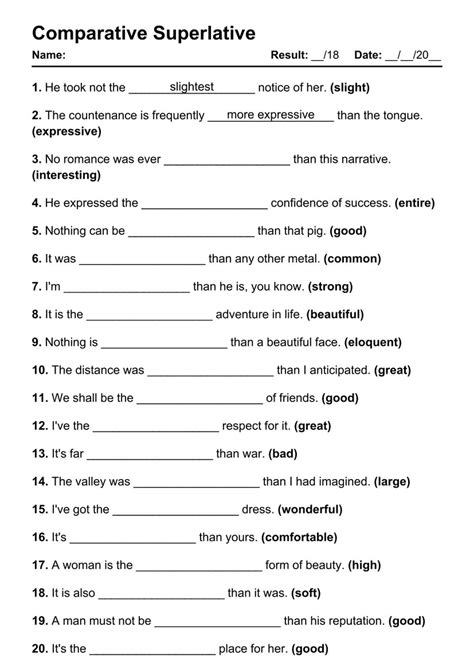 5 Comparative And Superlative Worksheets For Classrooms All Superlatives And Comparatives Worksheet - Superlatives And Comparatives Worksheet