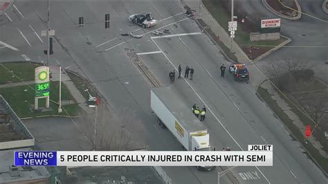 5 critical following crash involving semi in Joliet