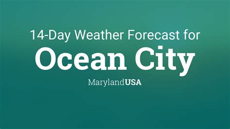 Ocean City 5 Day Forecast Wed Oct 11 | Sunny 74°F High 57°F Low 8mph W Wind Day: 0% | Night: 0% Precipitation 7:04 am Sunrise 6:30 pm Sunset Day Sunny, with a high near 74. West wind 5 to 8 mph becoming north in the afternoon. Night Mostly cloudy, with a low around 57. Light west wind. Thu Oct 12 Sunny High 74°F Low 57°F Wind 9mph calm 