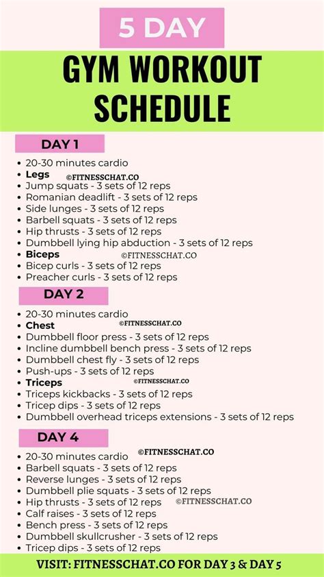 5 Day Workout Schedule