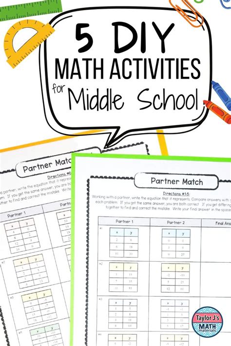 5 Engaging Middle School Math Activities Math Crafts Middle School - Math Crafts Middle School