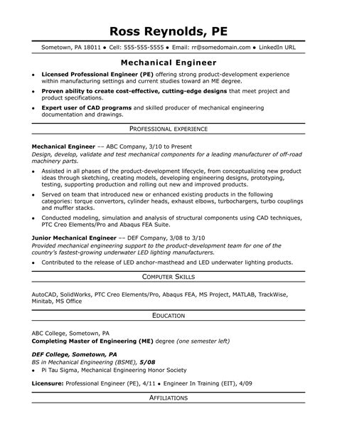 5 Engineer In Training Resume Examples Amp Guide Eit Resume - Eit Resume