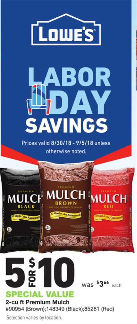 Lowe's SpringFest Sale. April 4 - May 1, 2024. $2 bags of m
