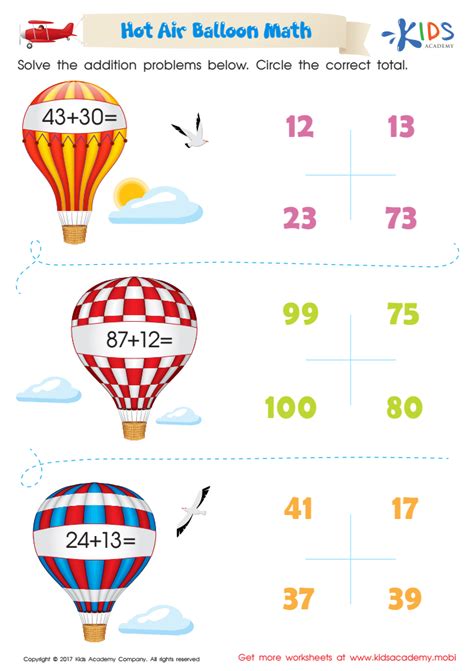 5 Fun Hot Air Balloon Math Worksheets Free Balloon Math - Balloon Math