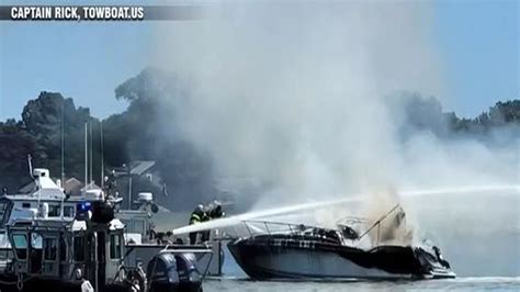 5 hospitalized after boat goes up in flames in Braintree