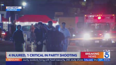 5 injured, including 1 critically, after shooting breaks out at party in Pomona 