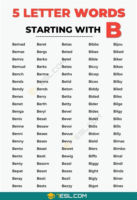 5 Letter Words Starting With B Wordhippo Letter Start With B - Letter Start With B