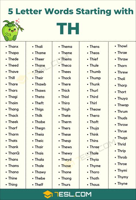5 Letter Words Starting With Th   5 Letter Words That Start With Te - 5 Letter Words Starting With Th
