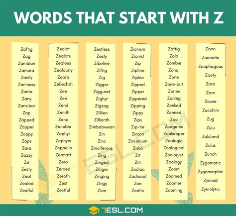 5 Letter Words Starting With Z 100 Words 5 Letter Words Starting With Z - 5 Letter Words Starting With Z