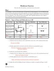 5 Membrane Function Pogil