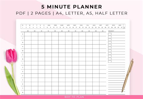 5 minute increment schedule template.  Start by listing your priorities for the day.  Eac...