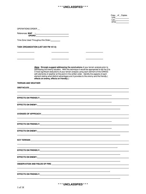 5 Paragraph Army Opord Shell
