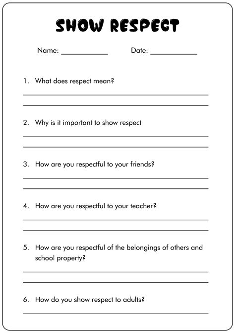 5 Respect Worksheets For Teenagers Worksheeto Com Respect Worksheet For Kids - Respect Worksheet For Kids