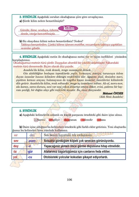 5 sınıf türkçe çalışma kitabı cevapları sayfa 156 157