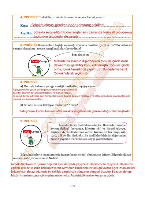 5 sınıf türkçe ders kitabı sayfa 156 157 cevapları