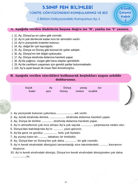 5 Sınıf Türkçe Test Pdf