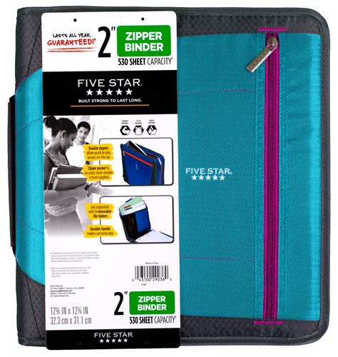 Five Star Zipper Binder, 2 Inch 3-Ring Binder with Removable File Folders, 380 Sheet Capacity, Black/Gray (29036IT8) 4.5 out of 5 stars 1,341 $59.60 $ 59 . 60. 