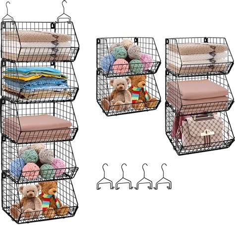 5 tier closet hanging organizer. 5 Tier Closet Hanging Organizer, Clothes Hanging Shelves with 4 Hanging Hooks 5 S Hooks, Wire Storage Basket Bins, for Clothing Sweaters Shoes Handbags Clutches Accessories Patent Design-White. 4.6 out of 5 stars 63. 400+ bought in past month. $49.99 $ 49. 99. Join Prime to buy this item at $39.99. 