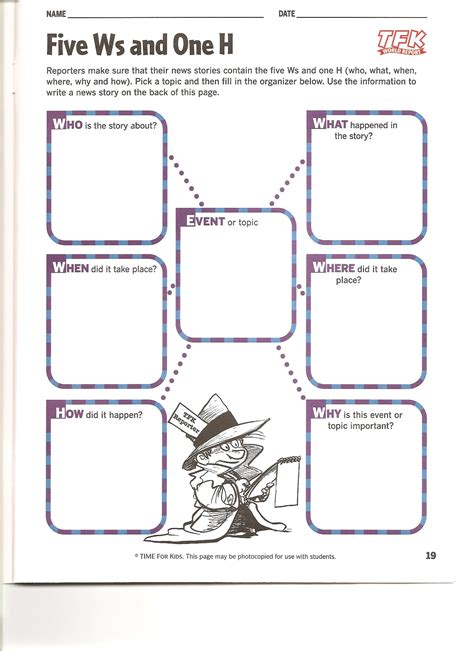 5 W X27 S Worksheet Who What Where The 5 W S Worksheet - The 5 W's Worksheet