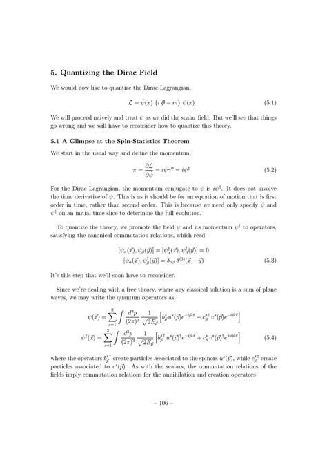 5. Quantizing the Dirac Field - University of Cambridge