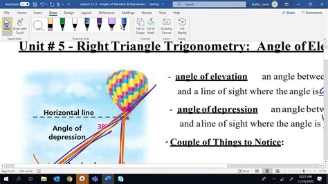 5.1.3 Core Problems Angles of Elevation & Depression Worksheet